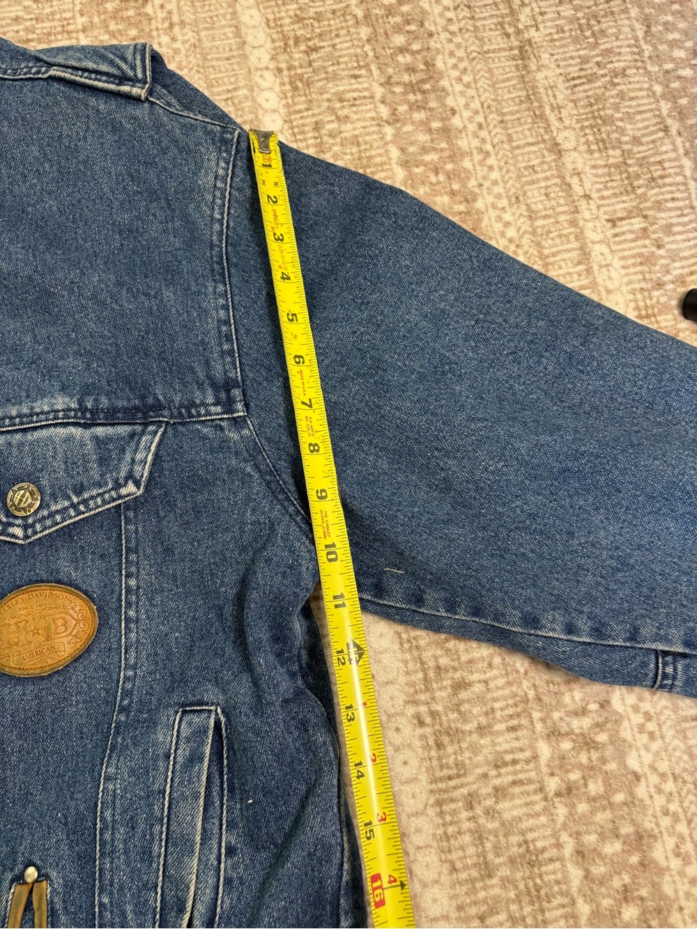 1990s Vintage Harley Davidson Motorcycle Jean Jacket Size L - Picture 7 of 13